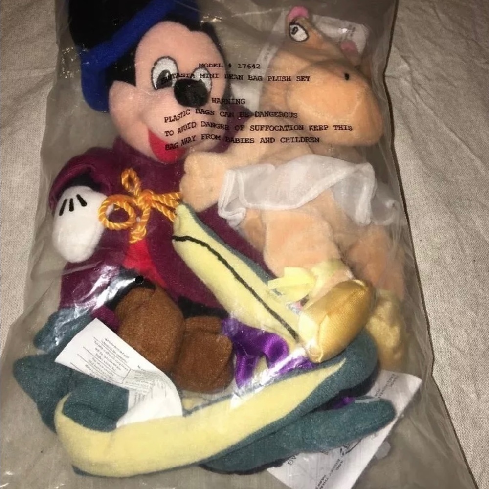 FANTASIA Bean Bag Plush Set NWT Mickey hippo